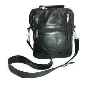 Scully Black Leather Mens Shoulder Bag 10"H X 8"W